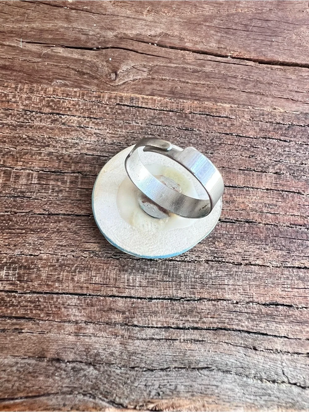 Hand-Painted Blue and White Ceramic Statement Ring